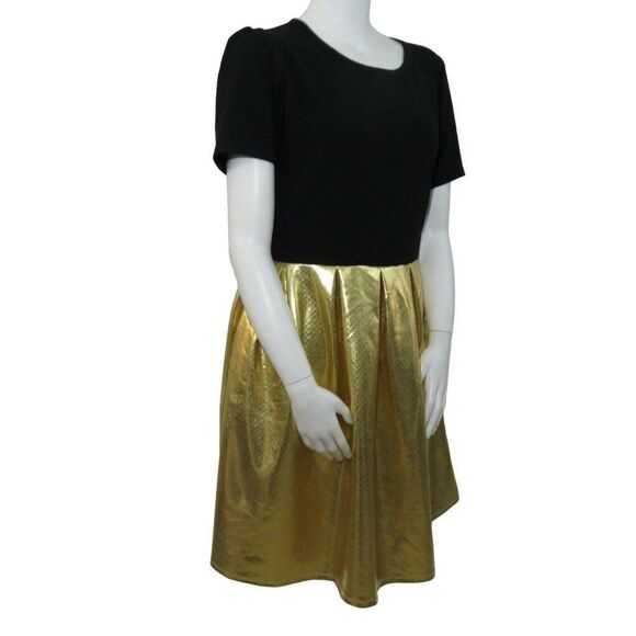 New LuLaRoe S Amelia Dress Elegant Collection Black Gold Lame Sparkle Shimmer - Picture 3 of 9